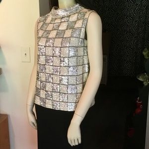 MCM Sequined Checkered Silver Shirt Large